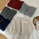 Multicolor Button Knit Sweater Cardigan Women Long Sleeve Button-Up Sweater Jacket Teen-girl Autumn Winter Korean Fashion Outfit