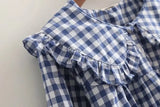 New Autumn Cotton White Shirts Women Student Sweet Tops Girl Peter Pan Collar Plaid Casual Cute Loose Blouses Spring T39132QM