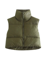 Casual Woman Black Loose Short Vest Female Fashion Oversized  Solid Color Tank Ladies Basic Warm Sleeveless Jacket