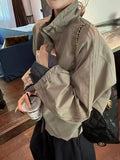 Harajuku Y2K Baseball Jacket Women Loose Vintage Plaid Patchwork Short Coat Streetwear Long Sleeve Vintage American Bf Tops