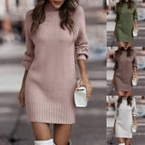 Pbong  Fashionable Long Sleeve Polo/Turtle Neck Sweater Women's Dress Autumn/Winter Pure Color Cross-Border Trade Amazon