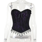 Gothic Crop Tops Black Spaghetti Strap Corset Tops New Goth Punk Grunge Fairy Core Sexy Y2K Halloween Clothing