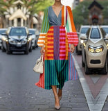 Pbong  Sexy Casual Floral Print Dress High Collar Full Sleeve Knee Length Polyester Fiber Independent Station Cross Border Dress