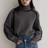 Pbong  Women's Knitted Sweater Non-Balloning Autumn Winter High Ne Long Sve Regular Fit Premium Quali Faionable Top