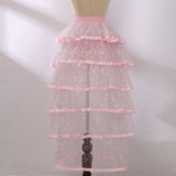 Pbong  Steampunk Tulle Tutu Skirt Women Medieval Gothic Cocktail Club Ruffles Punk Mermaid Overskirt