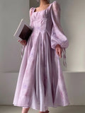 French Printing Dresses For Women Long Sleeve Vintage Party Birthday Vestidos Female A-Line Mujers Fall Clothes New