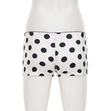 Pbong  Cute Polka Dot Print Low Rise Micro Shorts Women Summer Vacation Wear Contrast Color Skinny Mini Bottoms Casual All Match Short