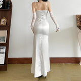 Autumn and winter new women's solid color slim fit high waist fashionable sling sexy backless dress