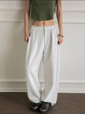 HOUZHOU Vintage Baggy Sweatpants Women Autumn 2024 New Y2k Korean Loose Wide Leg Pants Zipper Fly Casual Sports Pants Streetwear