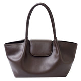 Pbong  Fashion PU Chic Tote Handbag Retro Solid Color Underarm Pouch Commute Daily Shoulder Bag Large Capacity Top-Handle Bags