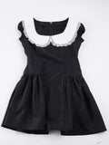 Pbong  contrast color Peter Pan Collar short sleeve slim waist A-LINE Sweet temperament Dresses