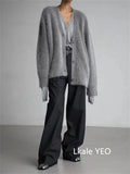 Spring Autumn Women Cardigan Sweater Jacket 2025 Imitation Mink Fur Versatile Female Sweater V-neck Loose Ladies Knitted Top