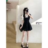 White Bubble Sve ort Sve irt Women's Summer New  Knot Waist Cinching Dr Set A-Line Skirt High Waist