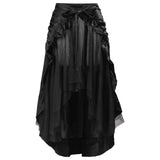 Pbong  Spring European Vintage Style Women High Waist Ruffled Long Skirt Solid White Party Dance Victorian Cosplay Costume Skirt