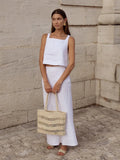 Cotton Linen Tank Top And Long Skirt Two Piece Set White Vest + Long Skirt Vacation Suit Simple Summer Woman Clothing 2025 Mew