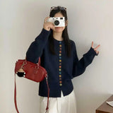Multicolor Button Knit Sweater Cardigan Women Long Sleeve Button-Up Sweater Jacket Teen-girl Autumn Winter Korean Fashion Outfit