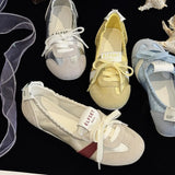 Pbong  Women Shoes Sneakers Casual Flats Canvas Shoes Lace Up Summer Trend Dress Zapatos Mujer Breathable Shallow New Ladies Shoes