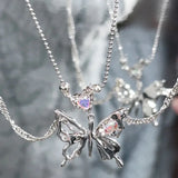 Y2K Butterfly Necklace for Women Girls New Trendy  Silver Color Crystal Pendant Clavicle Chain Necklaces Fashion Party