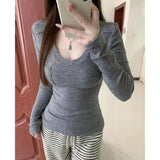 Fashion Simple All Match Autumn V Neck Warm Pullovers Y2k Aesthetic Streetwear Punk Women Pullovers American Vintage Clothes