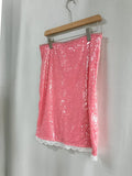 Vintage Sweet Pink Sequin Skirt for Women Simple Slim Fit Bodycon Skirts 2025 Summer New All-match Faldas Sexy Mujer