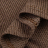 Brown V-Neck Knitted Wrap Ruched Dress