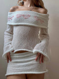 Elegant Women s Boat Neck Sweater with Off Shoulder Design Long Sleeves and  Fit Knitted Top for Casual Wear