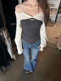 Autumn Winter Women Korean Fashion Tops Fake Two Pieces Mori Girl T-Shirts 2000s Aesthetic Coquette Tees Gyaru Ballet Core Kpop