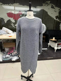 Long Knitted Sweater Women Gray Pullovers Autumn Winter Khaki Warm Fur Jumpers Maxi Y2k E-girl Jumper Work Sueter Mujer