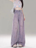 Pbong  Spring Summer New Jeans Hole Raw edge Design High Waist Casual Loose Wide Leg Pants Y2k Harajuku Vintage Women's Clothing