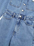 Autumn Denim Jumpsuit for Women Overalls Woman Jean Overalls Long Sleeve Elegant Jumpsuits Y2k Streetwear Turn Down Collar