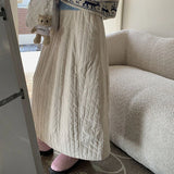 Japanese Style Long Skirt Women Vintage Harajuku Thick Skirt Autumn Winter Solid Streetwear A-line Skirts Aesthetics