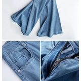 Pbong  Korean Soft Jeans Women Summer Ultra-thin High-waisted Straight Drape Ice Silk Denim Pants Youth Simple Casual Wide-leg Trousers