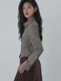 American Retro Slim Striped Shirt Fall Long Sleeve Harajuku Y2K Blouse Casual Vintage Female Streetwear Gothic Hip Hop New Tops