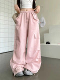 Pbong  Y2K Pink Cargo Pant Women Loose Hip Hop High Waist Streetwear Trousers American Vintage Oversize Pockets Paratrooper Pants