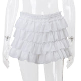 Fashion Y2K Ruffle Tiered Mini Skirts Co-ord Sets Elegant Outfits Tie Front Tops and Skirt 2 Piece Matching Sets