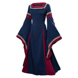 Medieval Renaissance Court Dress Square Neck Lace Trim High Waist Figure-hugging Long Skirt Drama Cosplay Costume