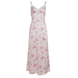 Pbong   Sexy Slim Summer V Neck Spaghetti Strap Sleeveless Flower Print Backless Long Fashion Dresses