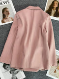 Women Elegant Blazer Coat Sweet Fashion Long Sleeve Casual Suit Jacket Korean New Fall Winter Female Double Buttons Outwear Tops