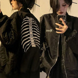 New Autnmn Vintage Jackets Bomber Jacket Women Black Gothic Harajuku Grunge American Baseball Jacket Couple Cool Outerwear