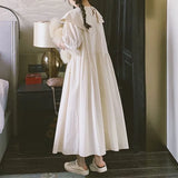 Pbong  Japan Style Lovely Asymmetrical Peter Pan Collar Dress Women Summer Big Size Korean Sweet Loose Short Sleeve Midi Casual Dresses