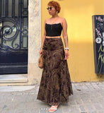 Vintage Paisley Maxi Skirts for Women Chiffon Printed A-line Boho Beach Wear Long Skirt Vacation Style Summer Ladies Faldas