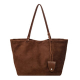 Pbong  Women Flannel Large Capacity Shoulder Bag Winter Retro Soft Tote Bag Luxury Designer New Trend Female Handbags