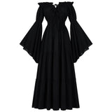 Women Medieval Vintage Dress Off Shoulder Ruffle Long Renaissance Victorian Dresses Cosplay Retro Court Gown Halloween Costume