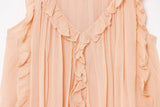 Fashion Ruffle Chic Summer Tank Top For Women Chiffon Solid Color Loose Sleeveless Top V Neck Sweet Hic Woman Vest New