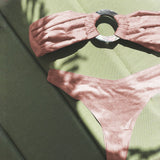 Sexy Bikinis Women Swimsuit Female Swimwear Bandeau Biquini Thong Bathing Suit Shiny Button Swimming Suits Bodysuit Beachwear