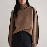 Pbong  Women's Knitted Sweater Non-Balloning Autumn Winter High Ne Long Sve Regular Fit Premium Quali Faionable Top