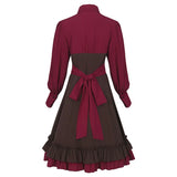 Medieval Lady's Court Style Halloween Costume with Waist Cinching Dress Shirt Collar Stage Performance Women's Retro Gown Female