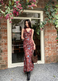 Designer Insect Floral Cowls Sleeveless Long Dress For Women 2024 Summer A Line Bodycon Midi Dress New Collection