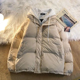 Korean fashion Version Winter Leisure Cotton Clothes Women Y2K Multi-functional Fake Two Pocket Zipper Down Jacket Thick Coat