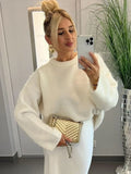 Chic O-neck Mohair Thick Knitted Sweater Women Casual White Loose Cashmere Pullover Lady Autumn Classic Daily Knitwear New